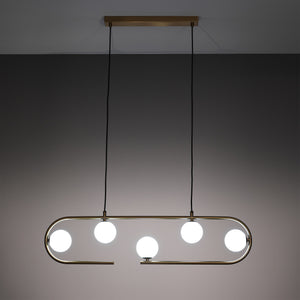 Lampadario in acciaio verniciato ottone cm. L.86 P.9,5 H.22