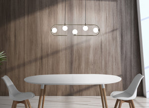 Lampadario in acciaio verniciato ottone cm. L.86 P.9,5 H.22