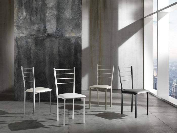 Set 4 sedie in pelle sintetica grigie cm. H.88 x L.40 x P.40