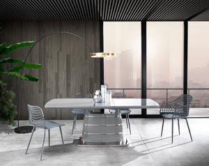 Set 4 sedie da esterno in polipropilene grigie cm. H.80 x L.46 x P.55