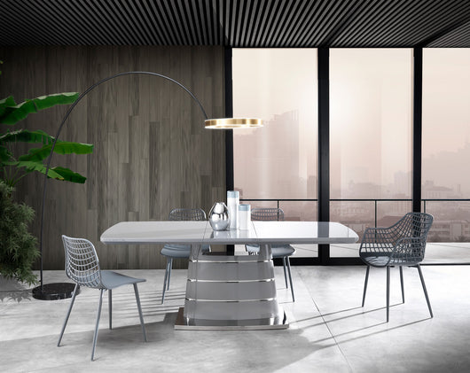 Set 4 sedie da esterno in polipropilene grigie cm. H.80 x L.46 x P.55