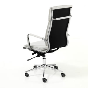 Poltrona da ufficio in pelle sintetica bianca cm H.110/120xL.57xP.66