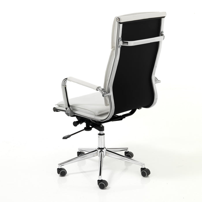 Poltrona da ufficio in pelle sintetica bianca cm H.110/120xL.57xP.66