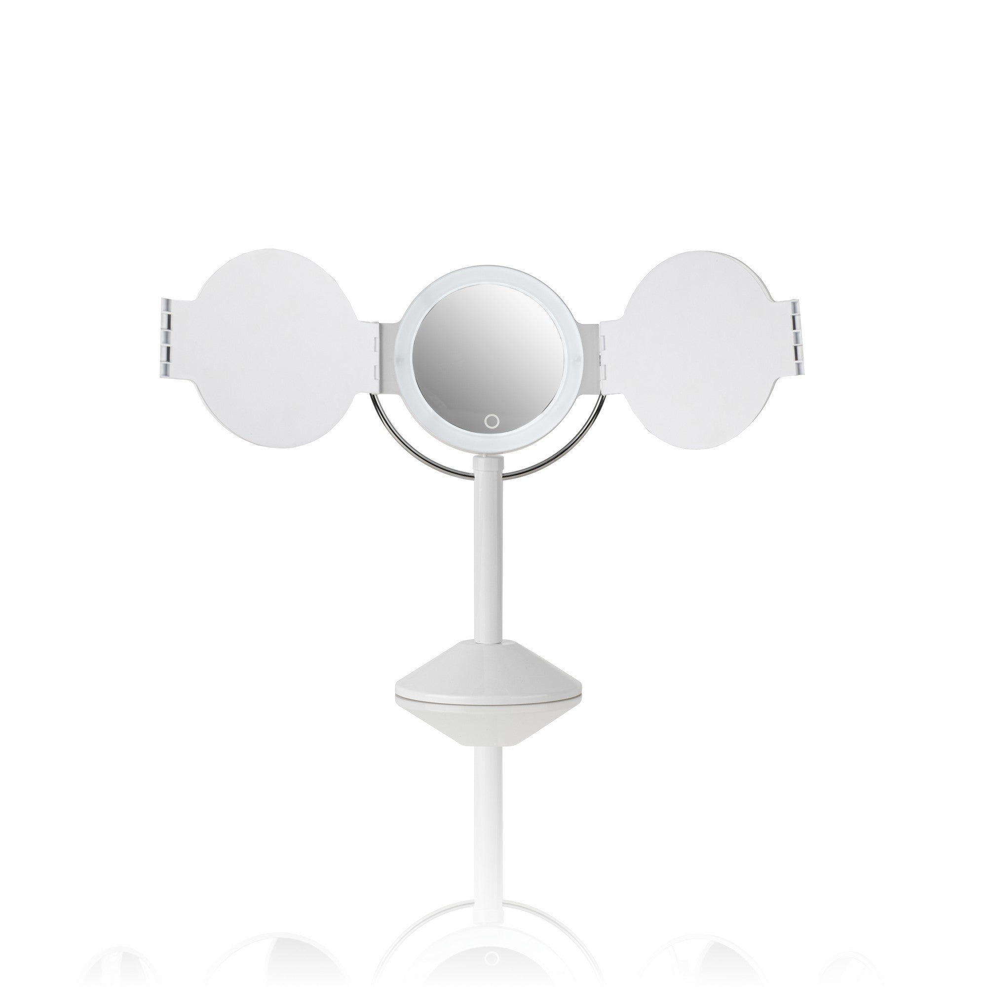 Specchio da tavolo con led in plastica bianco cm. L.25xP.20,5xH.46,5