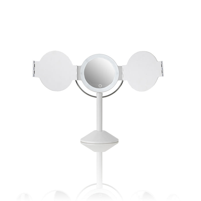 Specchio da tavolo con led in plastica bianco cm. L.25xP.20,5xH.46,5