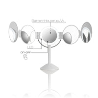 Specchio da tavolo con led in plastica bianco cm. L.25xP.20,5xH.46,5