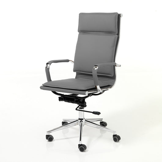 Poltrona da ufficio in pelle sintetica grigia cm H.110/120xL.57xP.66