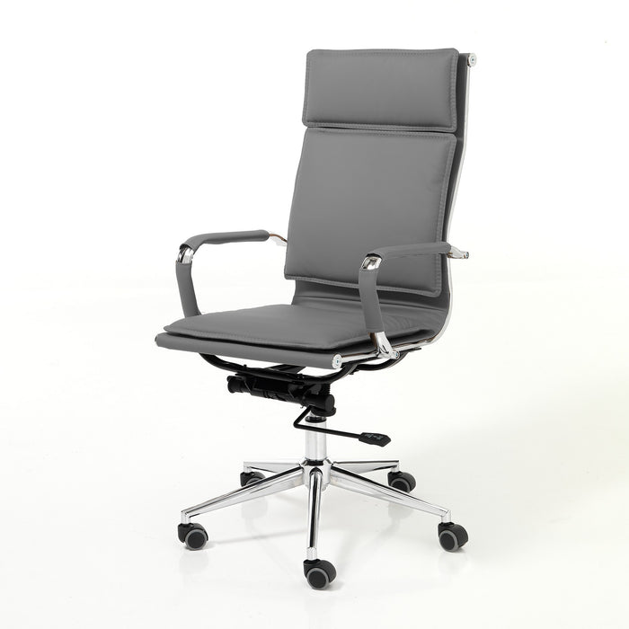 Poltrona da ufficio in pelle sintetica grigia cm H.110/120xL.57xP.66