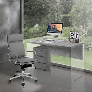 Poltrona da ufficio in pelle sintetica grigia cm H.110/120xL.57xP.66