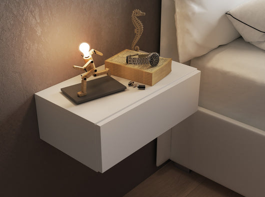 Comodino sospeso bianco cm. H.15 x L.45 x P.26