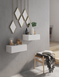 Comodino sospeso bianco cm. H.15 x L.45 x P.26