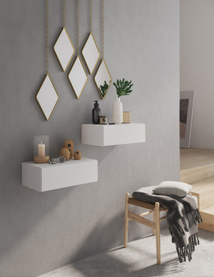 Comodino sospeso bianco cm. H.15 x L.45 x P.26