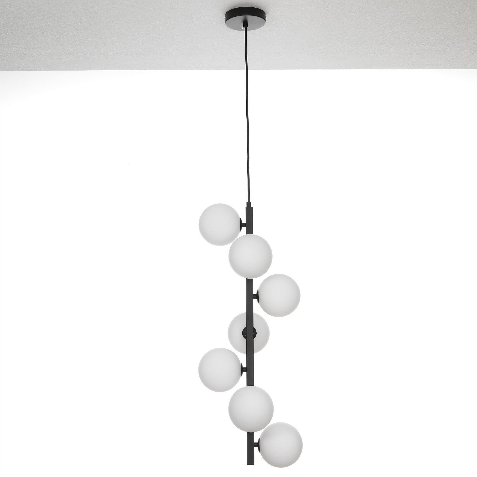 Lampadario in acciaio verniciato nero cm. L.30 P.30 H.75