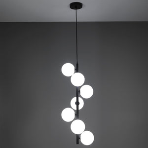 Lampadario in acciaio verniciato nero cm. L.30 P.30 H.75