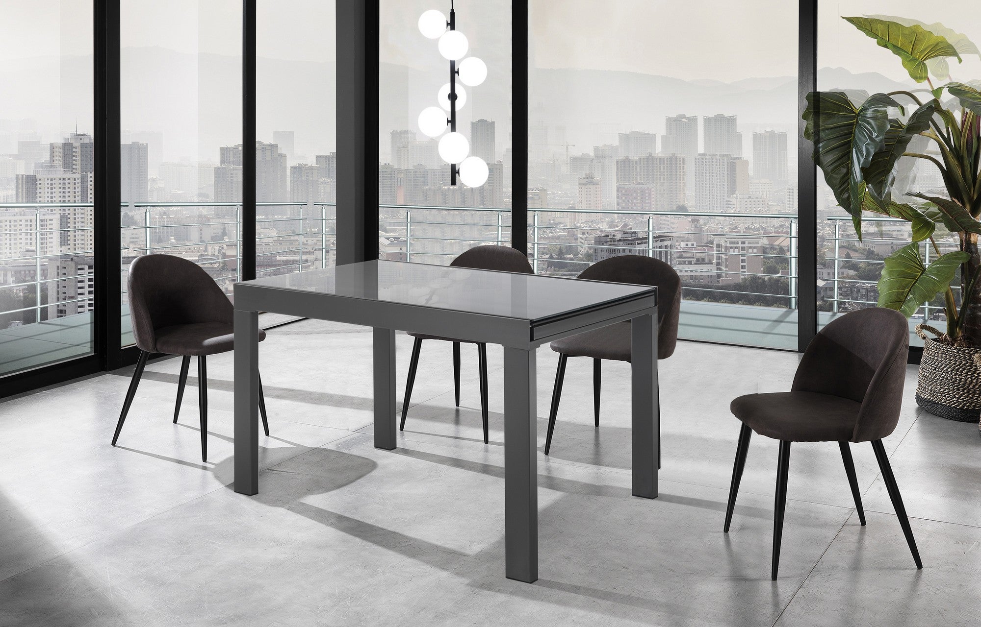 Lampadario in acciaio verniciato nero cm. L.30 P.30 H.75