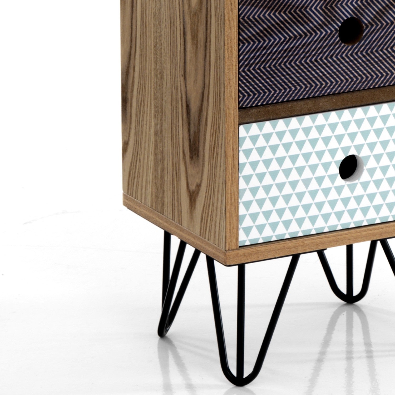 Comò alto 5 cassetti effetto legno multicolore cm. H.90 x L.30 x P.25