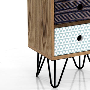 Comò alto 5 cassetti effetto legno multicolore cm. H.90 x L.30 x P.25