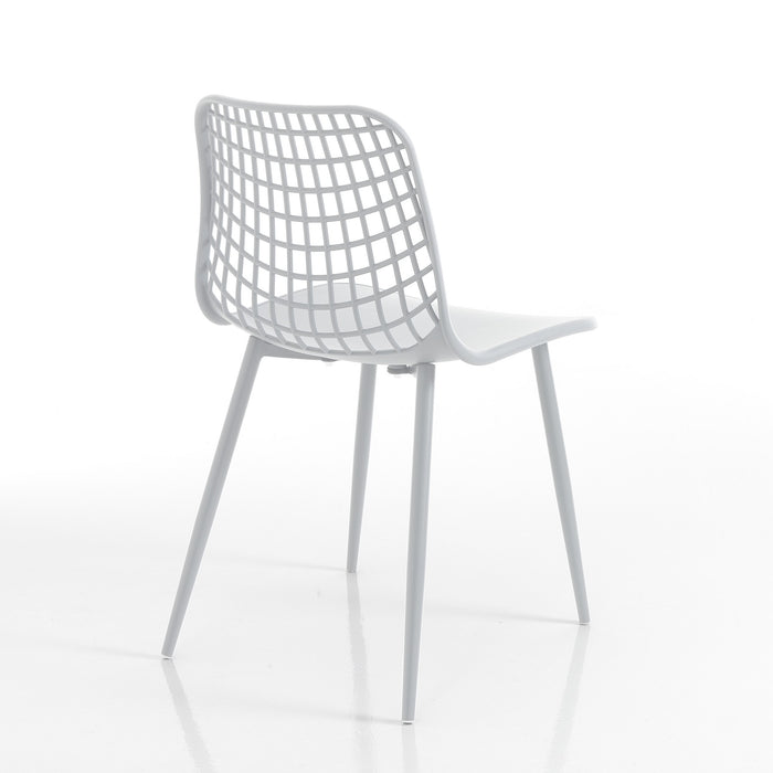 Set 4 sedie da esterno in polipropilene bianche cm. H.80 x L.46 x P.55