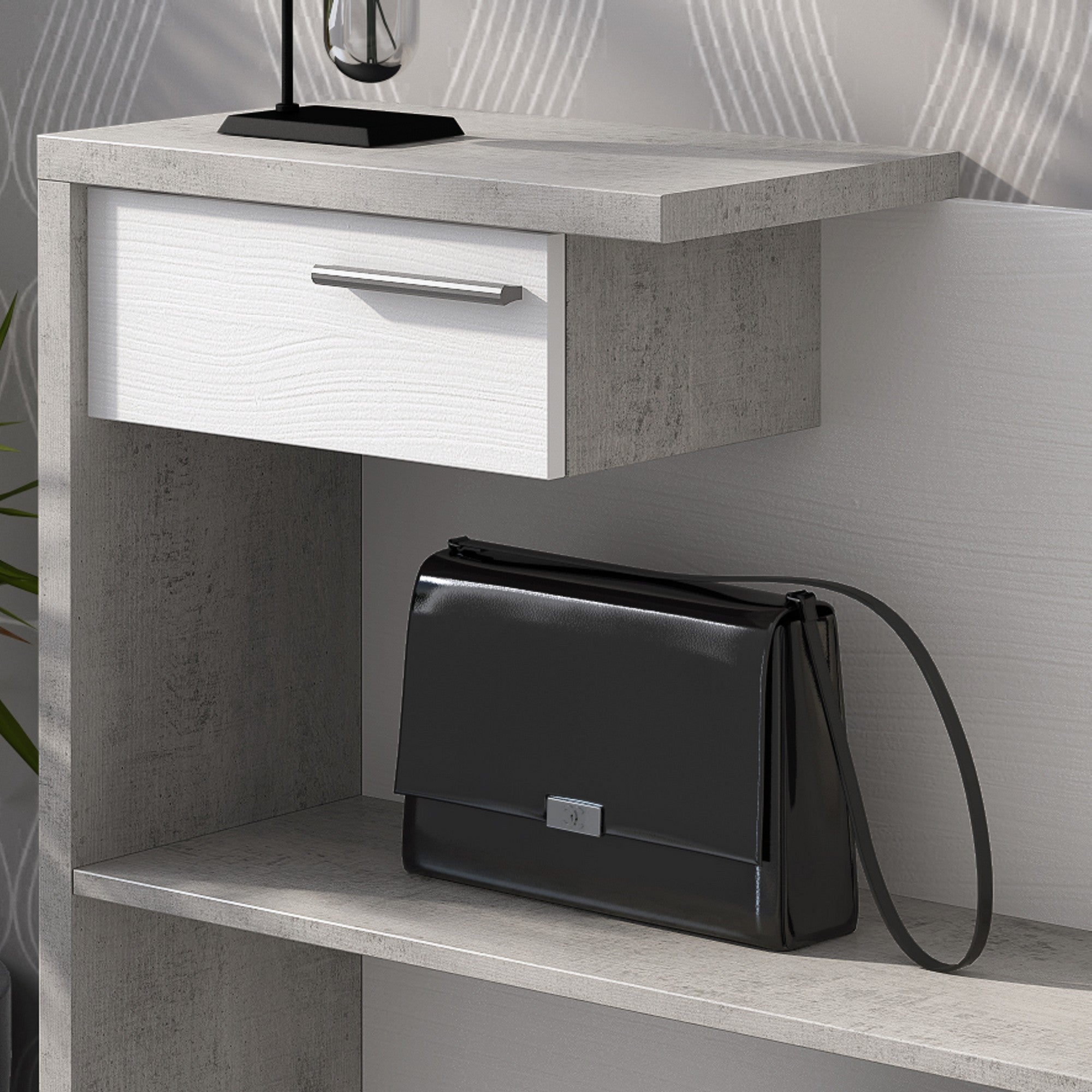 Ingresso effetto legno finitura cemento cm. H.90 x L.83 x P.29