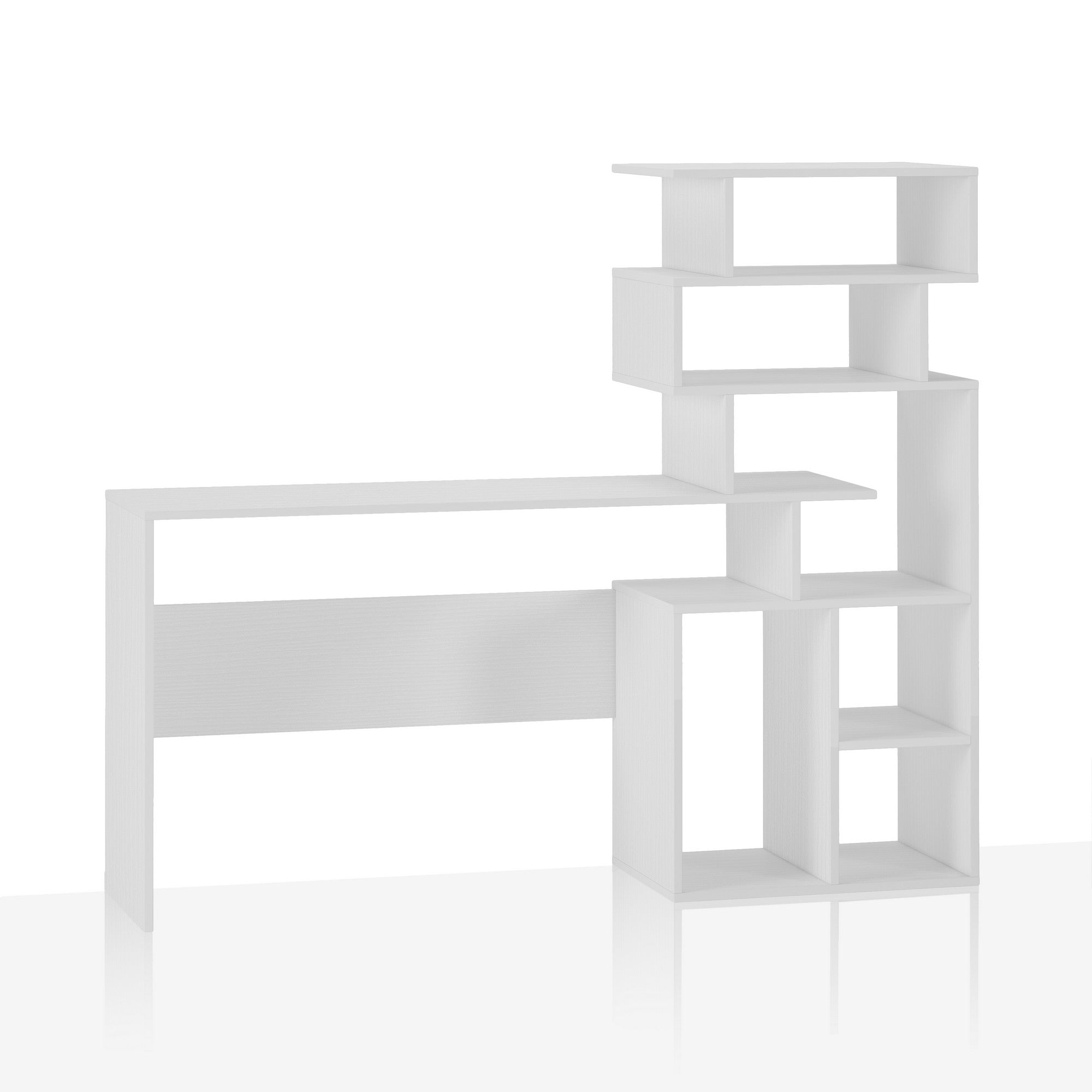 Scrivania effetto legno finitura larice bianco cm. H.135xL.158xP.39,5