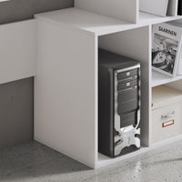 Scrivania effetto legno finitura larice bianco cm. H.135xL.158xP.39,5