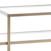 Consolle in acciaio finitura oro ripiani in vetro cm. H.84xL.118xP.38