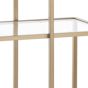 Consolle in acciaio finitura oro ripiani in vetro cm. H.84xL.118xP.38