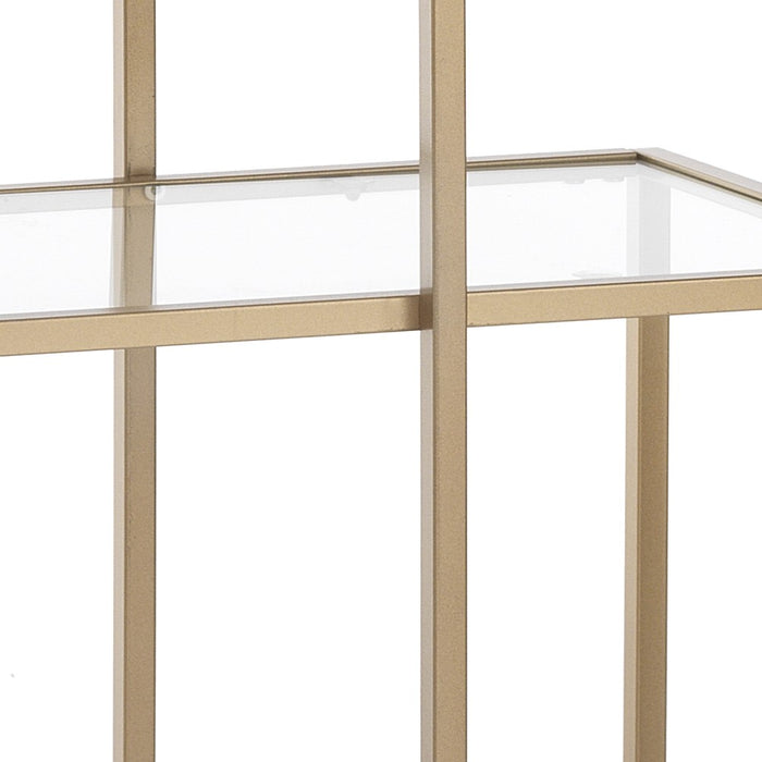 Consolle in acciaio finitura oro ripiani in vetro cm. H.84xL.118xP.38