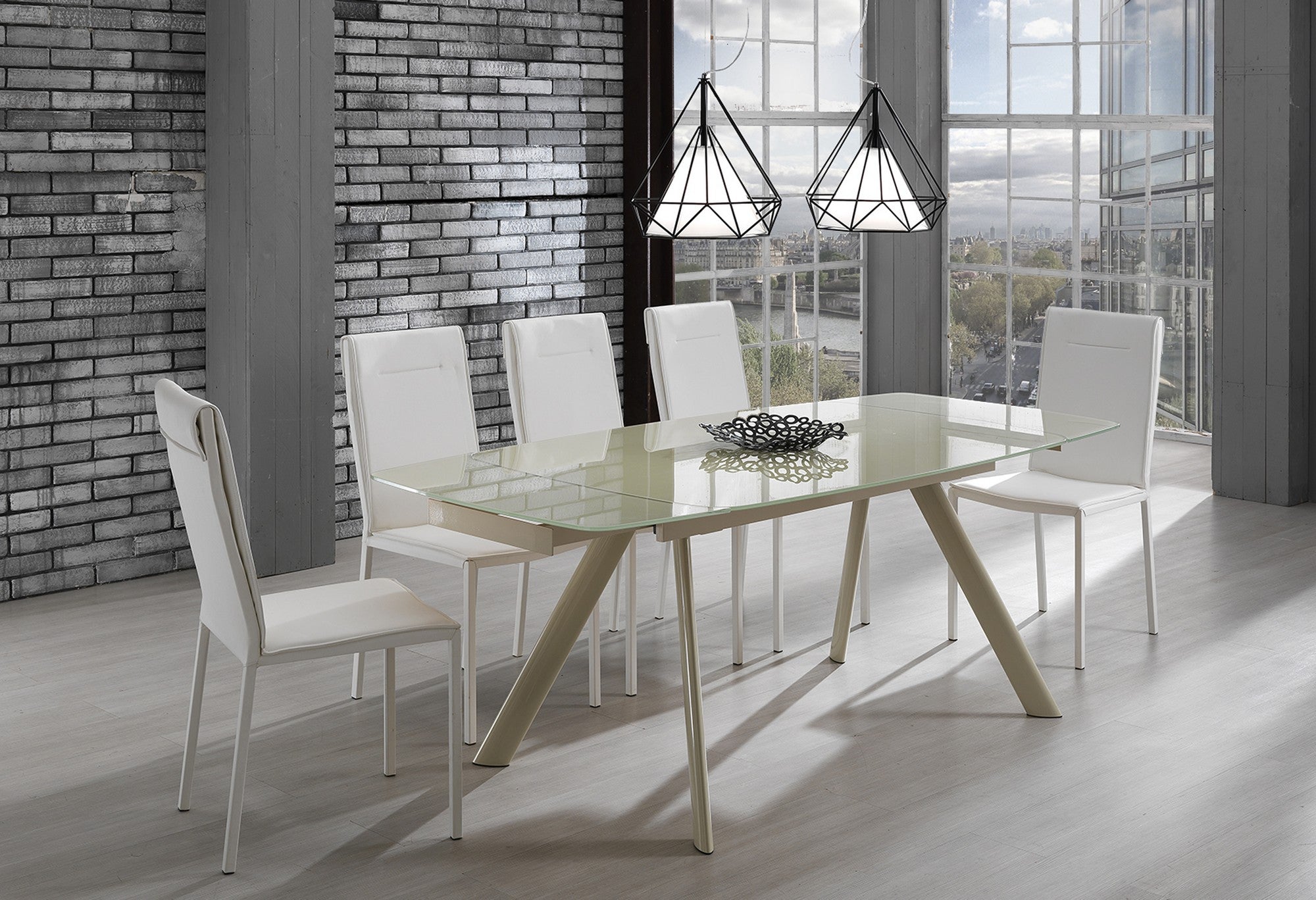 Set 2 sedie in pelle sintetica bianche cm. H.99 x L.44 x P.55