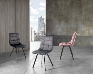 Set 4 sedie in tessuto effetto velluto nere cm. H.87 L.44 P.56