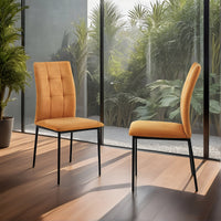 Sedia DELHI ORANGE in tessuto arancio e gambe in legno chiaro