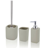 Set bagno LOEN in ceramica bianca e legno naturale