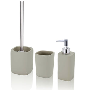 Set bagno LOEN in ceramica bianca e legno naturale
