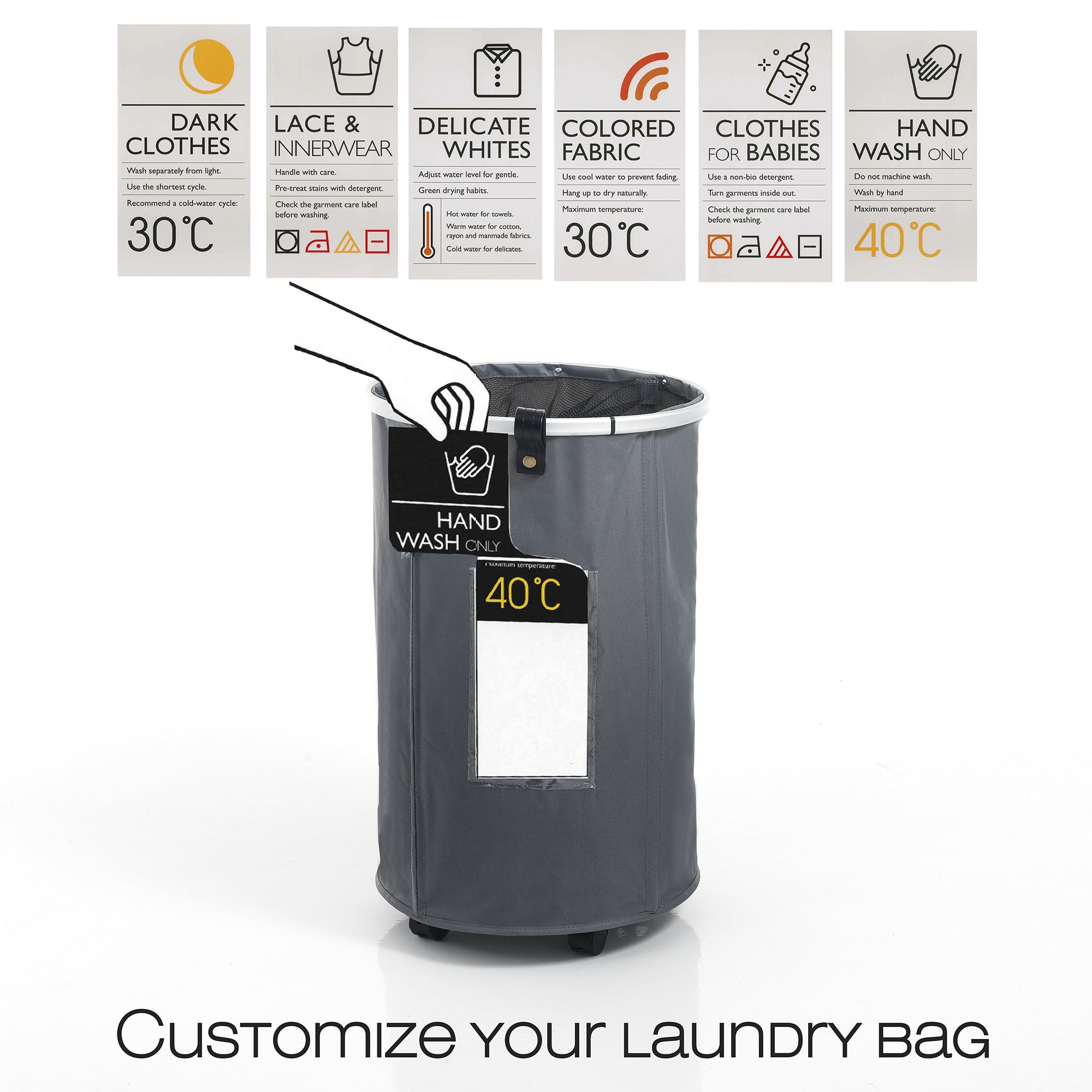 Cesto biancheria GRANT-ROUND in bambù e tessuto con coperchio