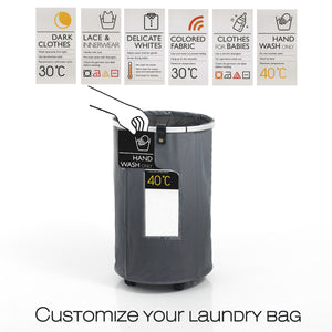 Cesto biancheria GRANT-ROUND in bambù e tessuto con coperchio