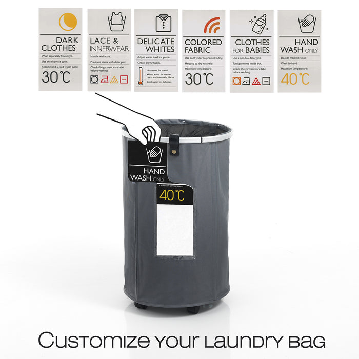 Cesto biancheria GRANT-ROUND in bambù e tessuto con coperchio