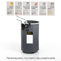 Cesto biancheria GRANT-ROUND in bambù e tessuto con coperchio