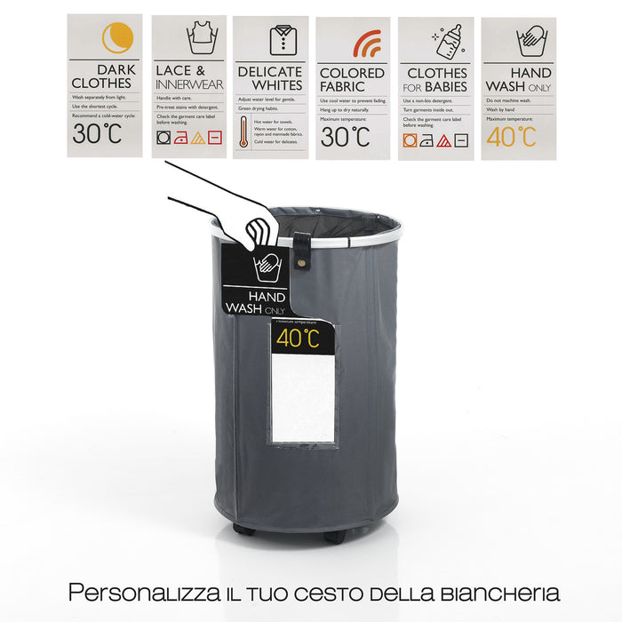 Cesto biancheria GRANT-ROUND in bambù e tessuto con coperchio