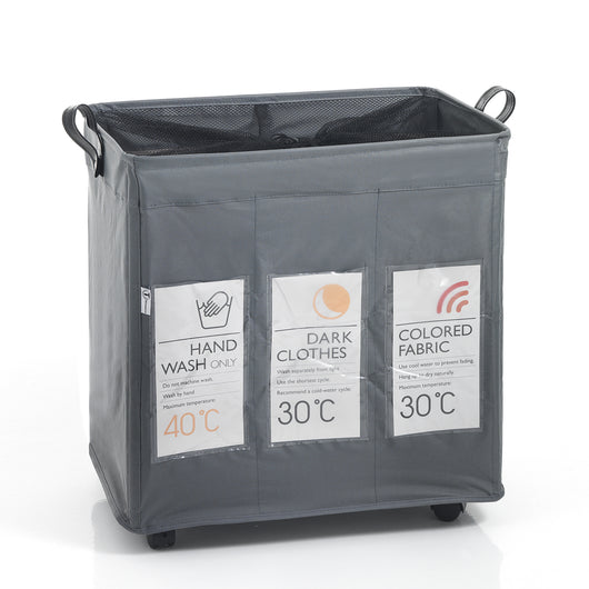 Set 3 cesti biancheria GRANT-B in bambù e tessuto beige