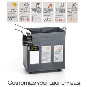 Set 3 cesti biancheria GRANT-B in bambù e tessuto beige