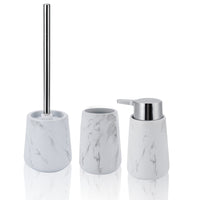 Set bagno SONE in ceramica bianca con decori lineari