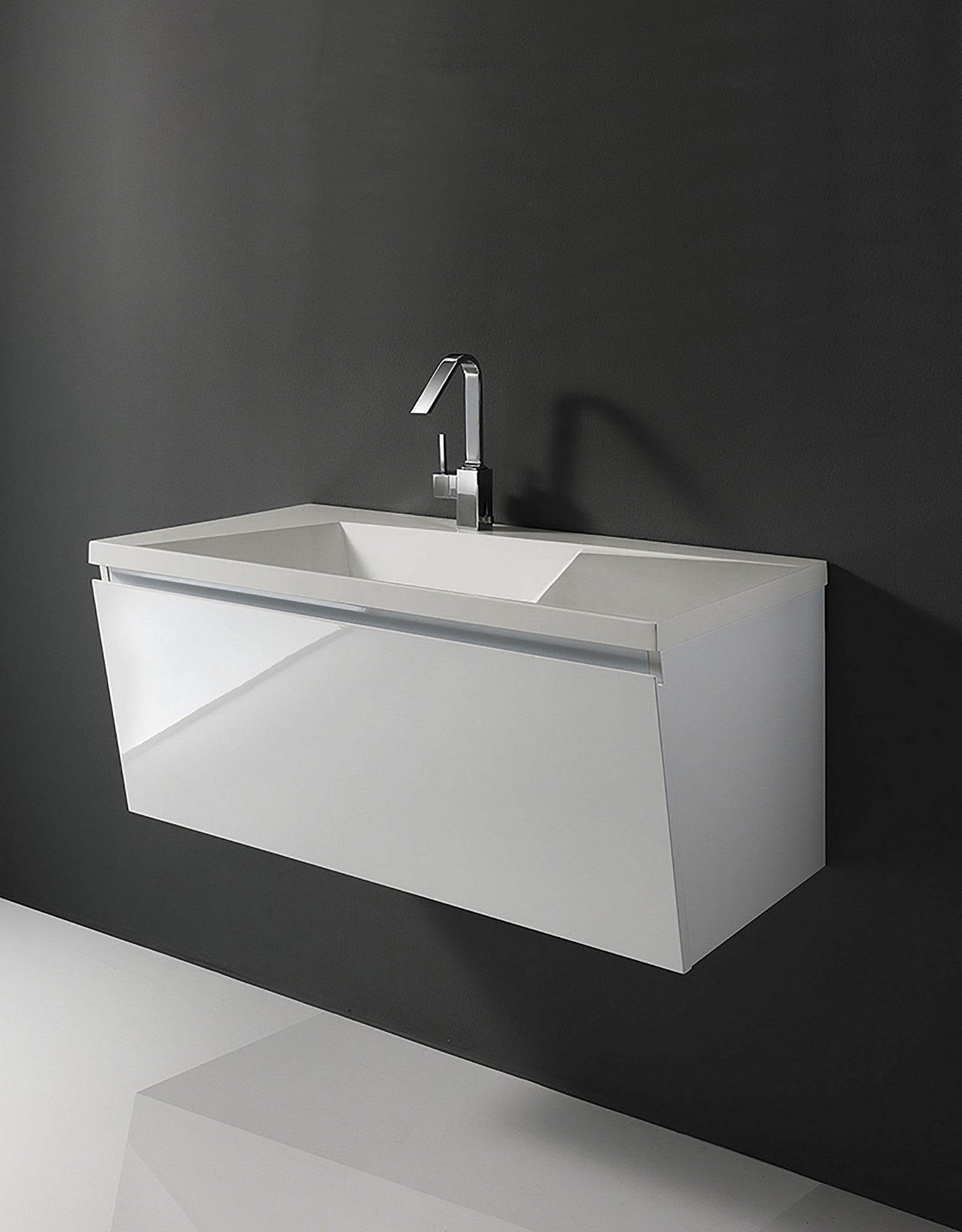 Base sospesa 1 anta in legno nobilitato con finitura opaca