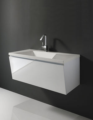 Base sospesa 1 anta in legno nobilitato con finitura opaca