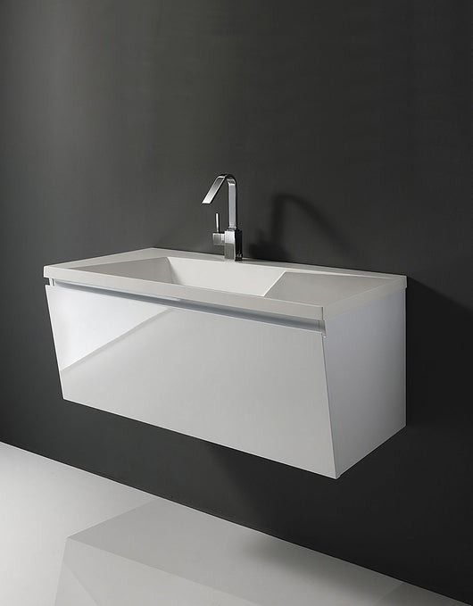 Base sospesa 1 anta in legno nobilitato con finitura opaca