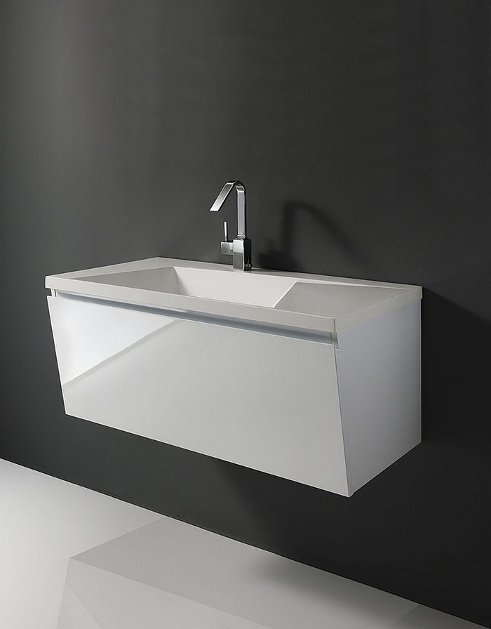 Base sospesa 1 anta in legno nobilitato con finitura opaca