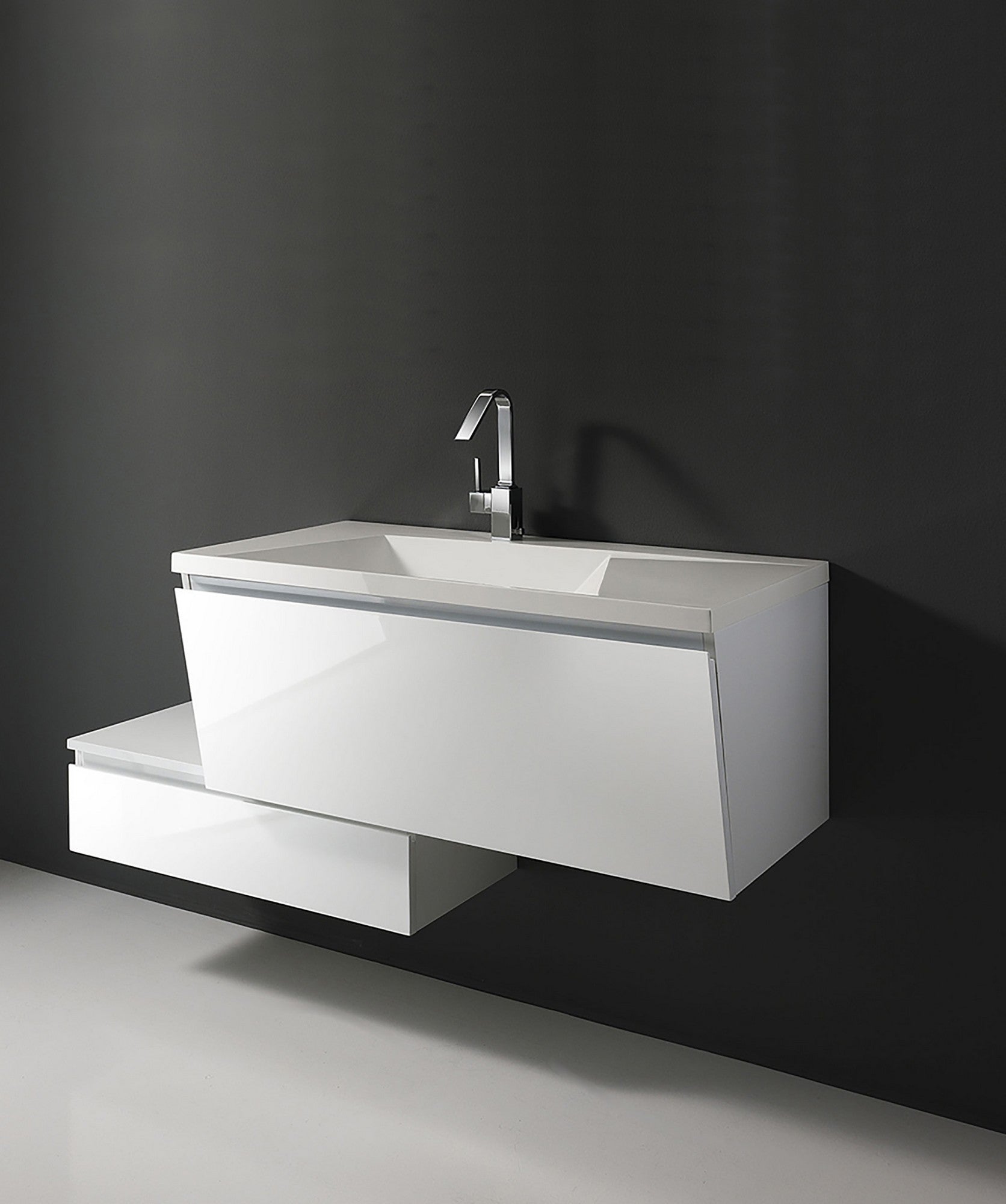 Base sospesa 1 anta in legno nobilitato con finitura opaca