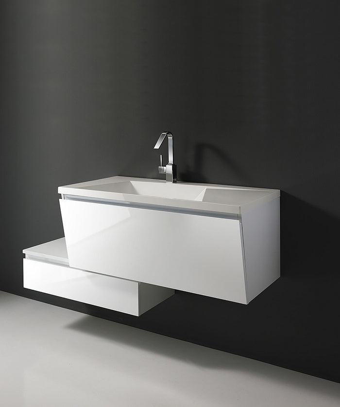 Base sospesa 1 anta in legno nobilitato con finitura opaca