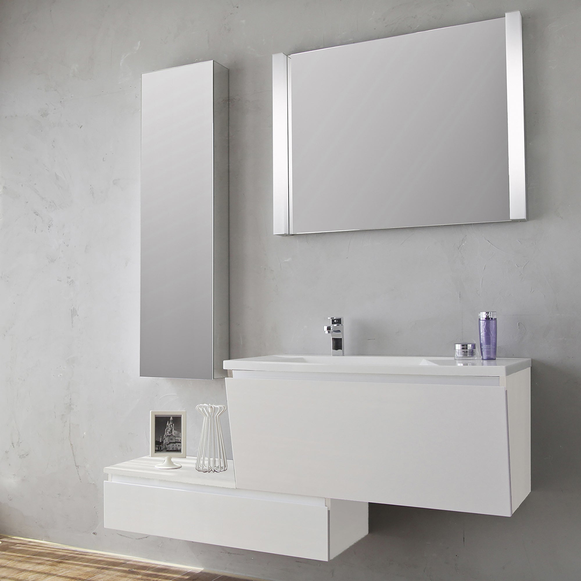 Base sospesa 1 anta in legno nobilitato con finitura opaca