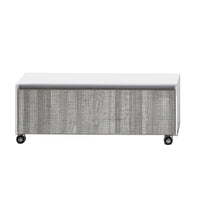 Base con ruote in legno nobilitato bianco e maniglia metallica