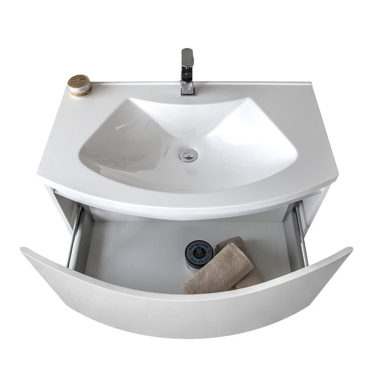 Base 1 cestone con lavello bianco lucido e maniglia cromata